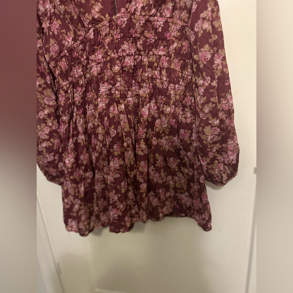 Free People Keep You Long Sleeve Cotton Mini Dress - Picture 5 of 11